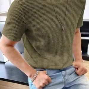 Waffle Knit Texture T-Shirt For Boys And Men
